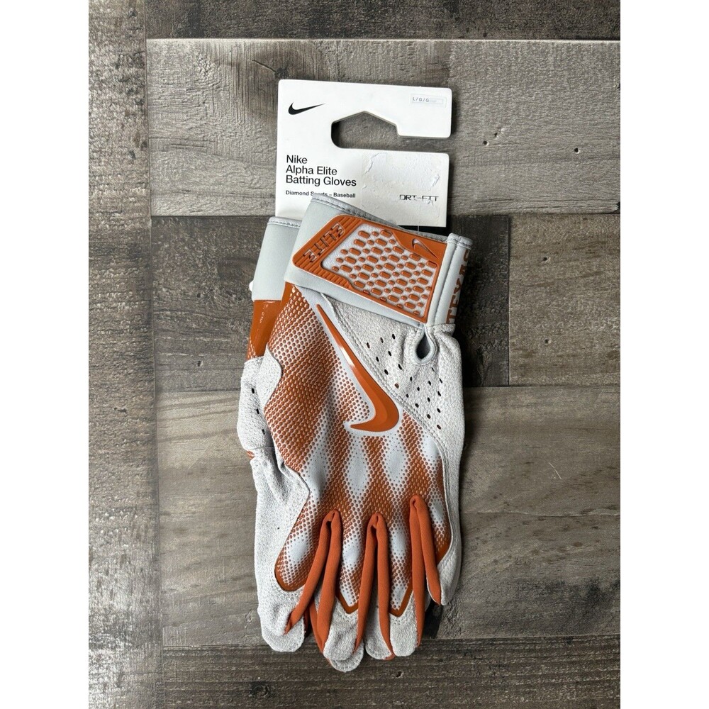 Nike Alpha Elite PE Texas Longhorns Baseball Batting Gloves Large FB4193-052 NWT